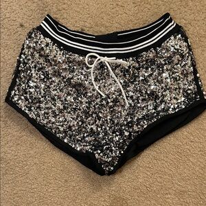 Free people Sequin Black and Silver Shorts